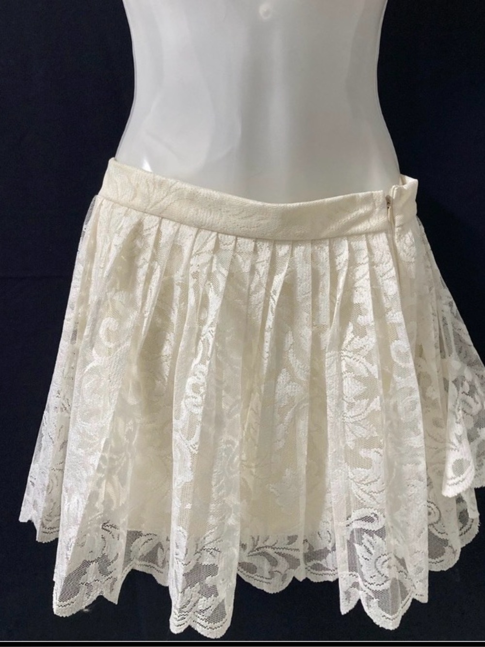 Rude Cube White Lace Mini Skater Skirt Floral Coquette Size L